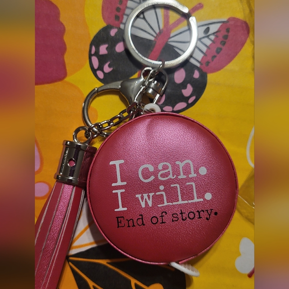 Motivational Pink Keychain with Strap